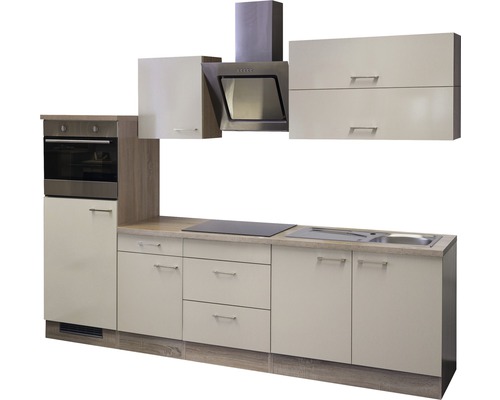 Complete keuken met spoelbak, kookplaat, afzuigkap en kasten