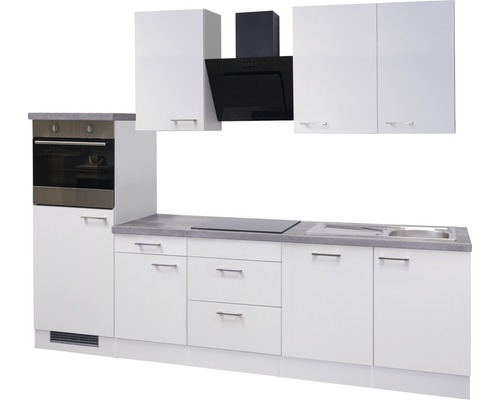 Complete keuken met spoelbak, kookplaat, oven, afzuigkap en kasten