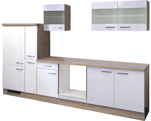 FLEX WELL Keukenblok zonder apparatuur Valero wit hoogglans 300x60 cm