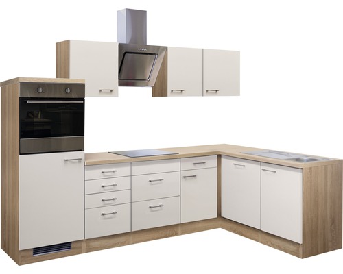 Complete keuken met spoelbak, fornuis, oven, afzuigkap en kasten