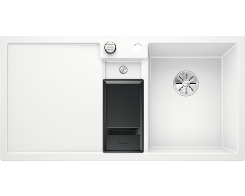 Spoelbak van Silgranit met afdruiprek en zeepdispenser