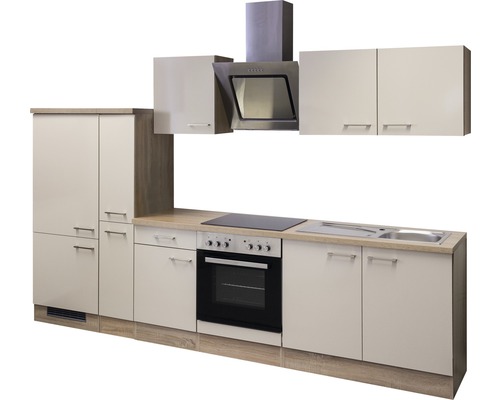 Complete keuken met kasten, spoelbak, kookplaat, oven en afzuigkap