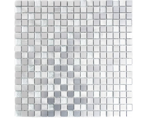 Mozaïektegel metaal aluminium ALF A309F zilver 30x30 cm Vierkante mozaïektegel van glas en metaal