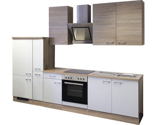 Complete keuken met bovenkasten, afzuigkap, spoelbak en elektrisch fornuis