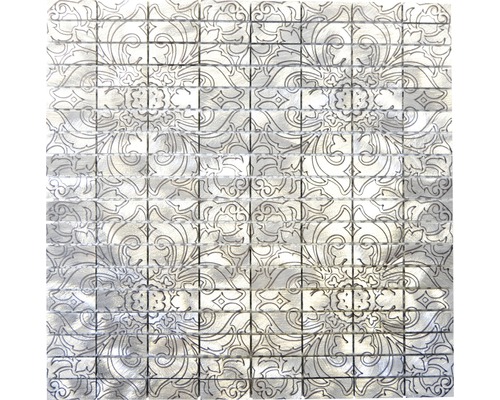 Mozaïektegel metaal aluminium ALF C101D zilver/zwart 30x30 cm Patroon van mozaïektegels