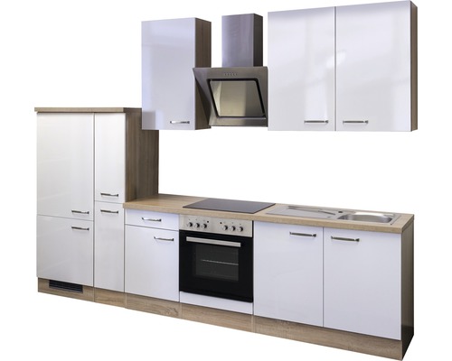 Complete keukenunit met bovenkasten, afzuigkap, spoelbak en elektrische apparaten