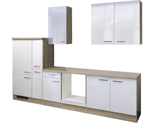 FLEX WELL Keukenblok zonder apparatuur Valero wit hoogglans 300x60 cm