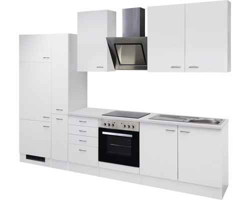 Complete keuken met bovenkasten, afzuigkap, spoelbak, kookplaat en oven