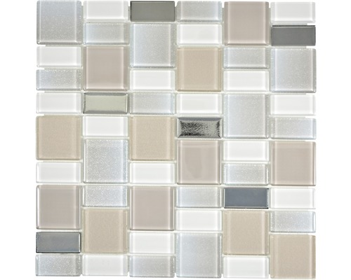 Mozaïektegel glas Dazzle 36P beige mix 30x30 cm Glazen mozaïektegel
