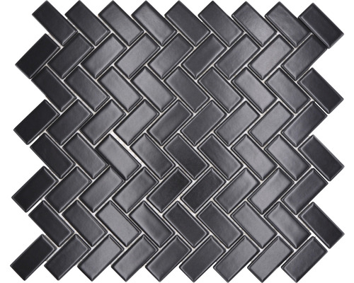 Mozaïektegel keramisch CHB 06BM zwart 30x30 cm Mozaïektegels in visgraatmotief