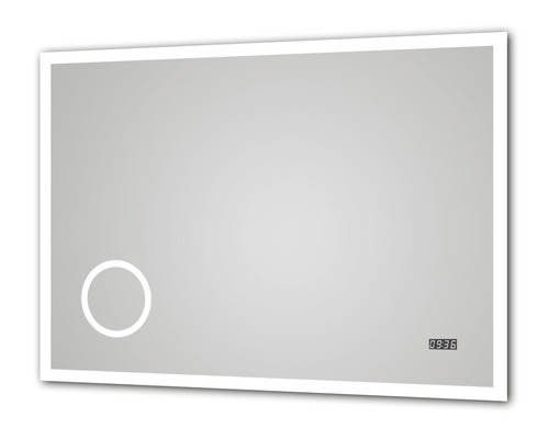 Rechthoekige spiegel met verlichting, digitale display en aanraaksensor