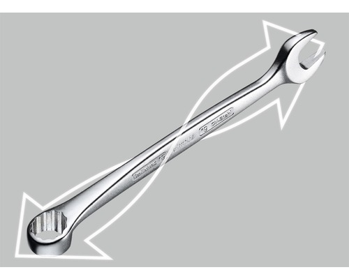 Steekringsleutel met open en ringzijde