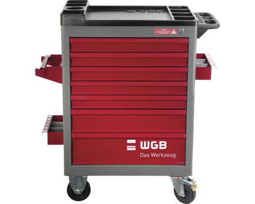 Gereedschapswagen met zeven laden, opbergvakken en WGB logo