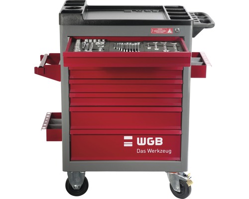 Gereedschapswagen met gereedschapassortiment en meerdere laden