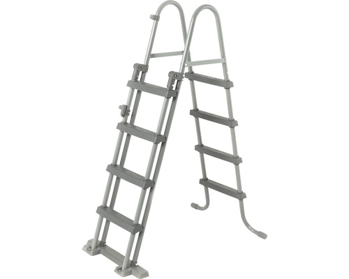 Grijze zwembadladder met treden voor in- en uitstappen