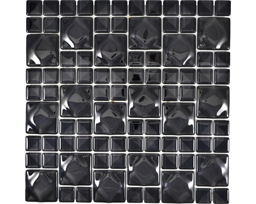 Mozaïektegel glas WAVY 05 zwart 30x30 cm