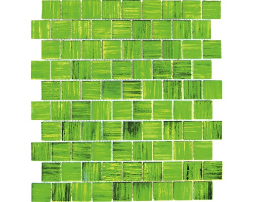Mozaïektegel glas CM CF43 groen 28,6x31,8 cm Mozaïektegel met vierkante, glanzende elementen