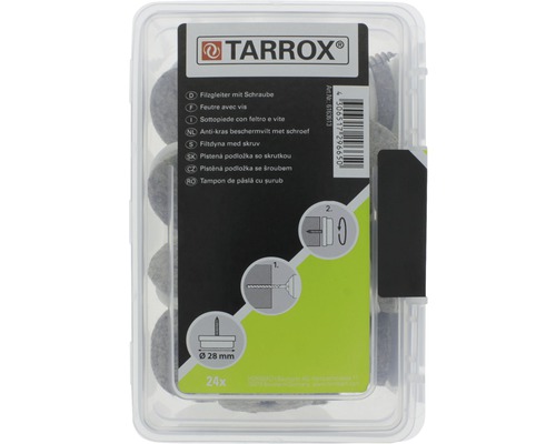 Tarrox anti-kras vilt met schroef, diameter 28 millimeter, 24 stuks