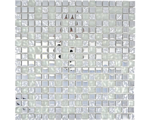 Mozaïektegel glas XCMM600 zilver 30x30 cm Mozaïektegel met vierkante elementen