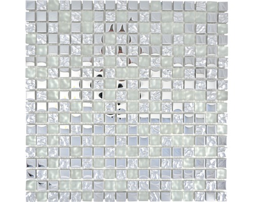 Mozaïektegel glas XCMM600 zilver 30x30 cm