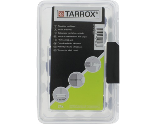 Tarrox viltglijders met spijker, 20 mm diameter, 24 stuks