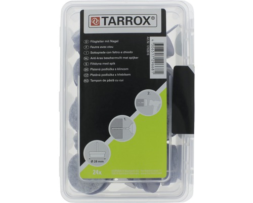 Tarrox viltglijders met spijker, 28 millimeter diameter, 24 stuks