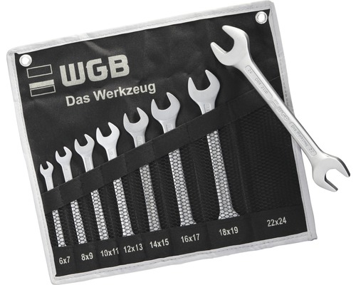 WGB Steeksleutel set 6x7 mm - 22x24 mm in roltas 8-delig