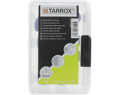 Tarrox metalen glijders met spijker, diameter 20 millimeter, 16 stuks