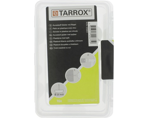 Kunststof glijder met spijker, diameter 25 mm, 16 stuks