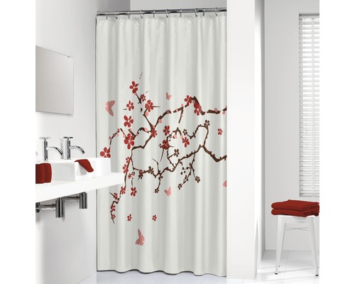 SEALSKIN Douchegordijn Blossom rood 180x200 cm