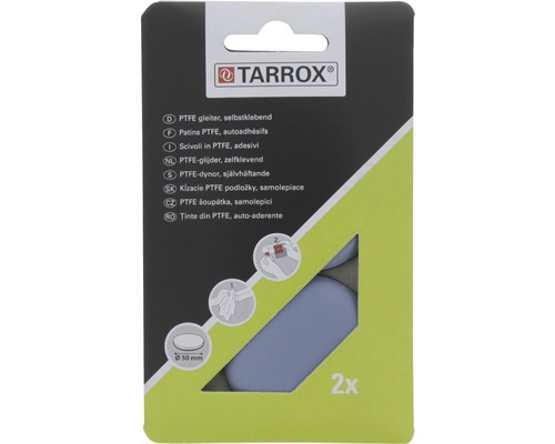 Tarrox PTFE glijders, zelfklevend, diameter 50 mm, 2 stuks