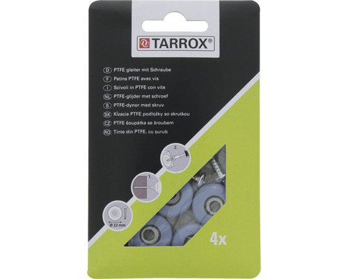 Tarrox PTFE glijder met schroef, vier stuks