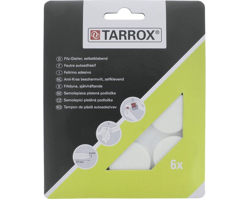 TARROX Antikras vilt zelfklevend rond wit Ø 33 mm, 6 stuks