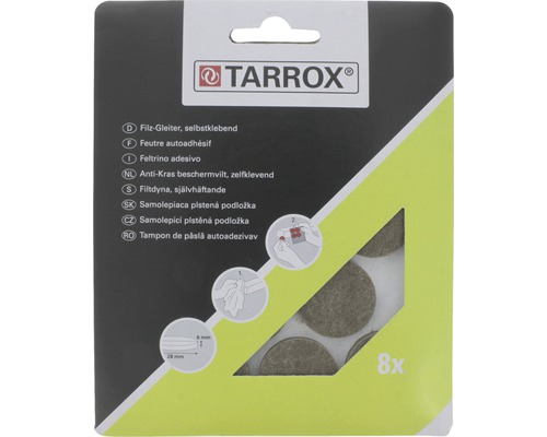 TARROX Antikras vilt zelfklevend rond bruin Ø 28 mm, 8 stuks