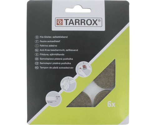 TARROX Antikras vilt zelfklevend rond bruin Ø 33 mm, 6 stuks