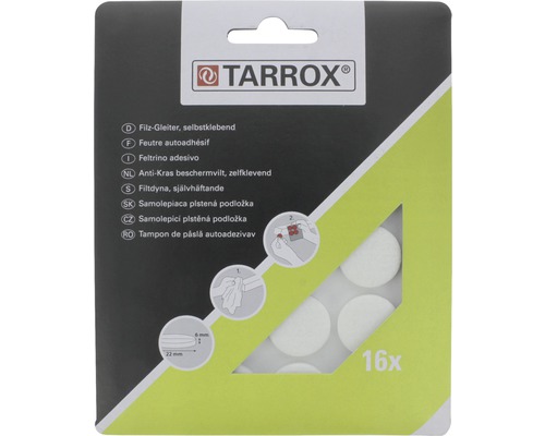 TARROX Antikras vilt zelfklevend rond wit Ø 22 mm, 16 stuks