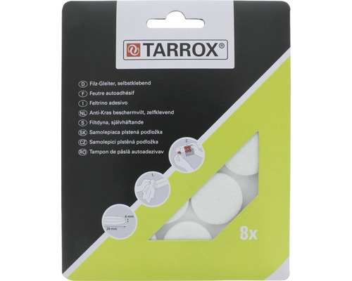 TARROX Antikras vilt zelfklevend rond wit Ø 28 mm, 8 stuks