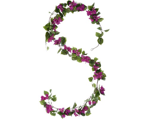 Slinger Bougainvillea guirlande, hoogte 180 cm Guirlande met groene bladeren en paarse bloemen ter decoratie