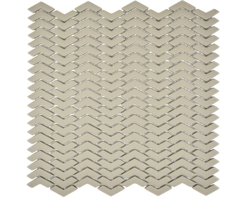 Mozaïektegel glas Cuba HB33C creme 29x29,5 cm Mozaïektegel met chevronpatroon