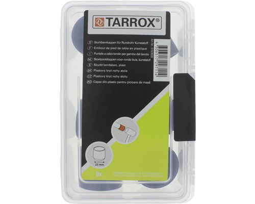 Tarrox stoelpootdoppen voor ronde buizen, kunststof, 25 mm, 8 stuks