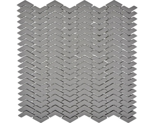 Mozaïektegel glas Cuba HB35G grijs 29x29,5 cm Mozaïekmat met pijlvormig patroon voor wand- en vloerdecoratie
