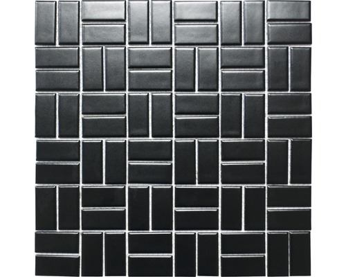 Mozaïektegel keramisch CWM 08BM zwart 30x30 cm Mozaïektegel met rechthoekig patroon