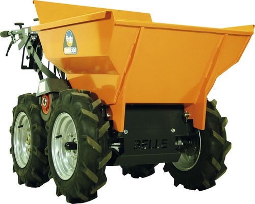 Gemotoriseerde kruiwagen met laadbak en vier wielen