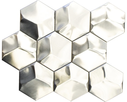 Mozaïektegel metaal HXM 20SD zilver 26,2x23 cm Zeshoekige metalen mozaïektegel