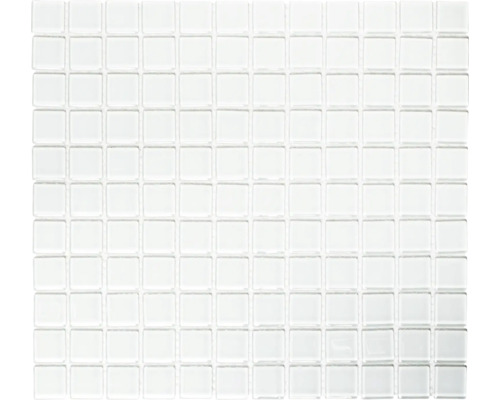Mozaïektegel glas Crystal CM 4040 wit 30,5x32,5 cm Vierkante, heldere glazen mozaïektegel voor wand- en vloerontwerp