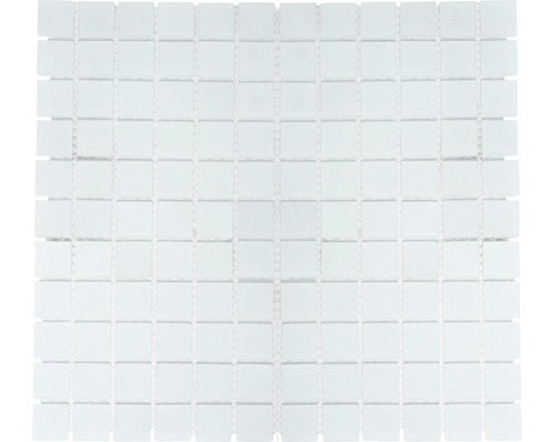 Mozaïektegel glas Crystal CM 4045 wit mat 30,5x32,5 cm Mozaïektegel met vierkante elementen