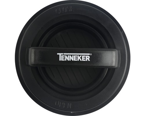 Tenneker Logo op een rond deksel met openings- en sluitmechanisme