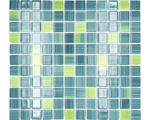 Mozaïektegel glas Crystal CM 4250 groen mix 30,5x32,5 cm Glazen mozaïektegel