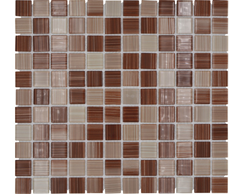 Mozaïektegel glas Crystal CM 4290 beige mix 30x33 cm Vierkante mozaïektegel van glas