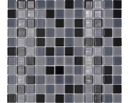 Mozaïektegel glas Crystal CM 4999 zwart/grijs mix 30,5x32,5 cm